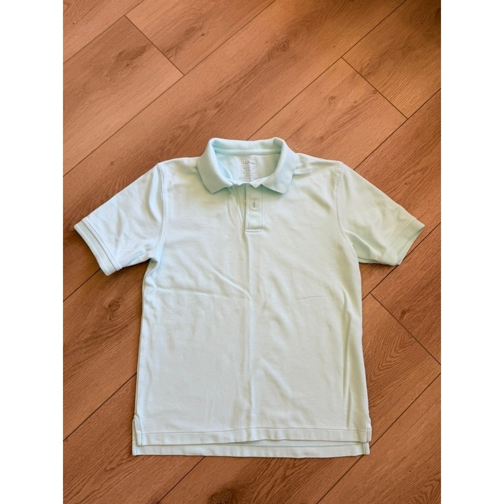 LL Bean Mens Traditional Fit Polo Shirt Mint Green 100% Cotton Pique Small S REG